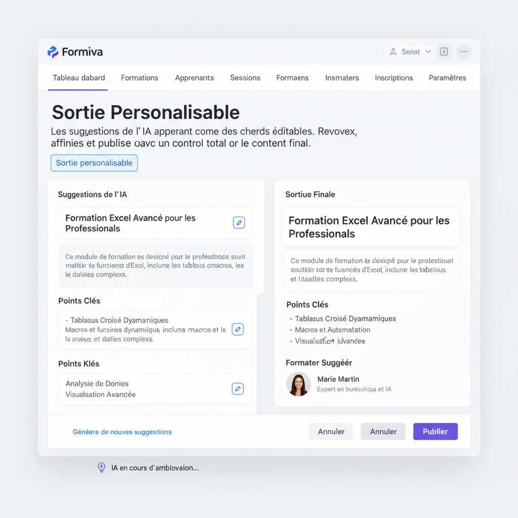 Sortie personnalisable