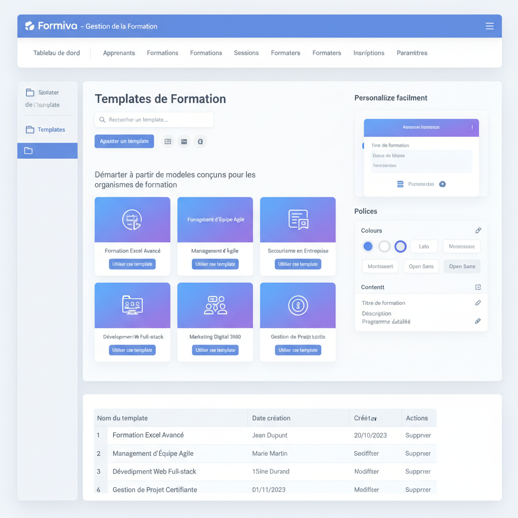 Modèles pour la formation